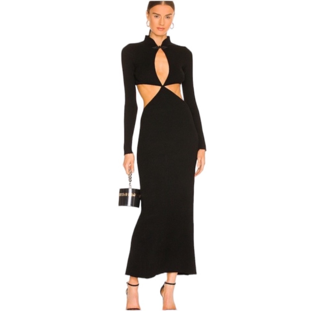 SAU LEE Demi Cut Out Knit Dress Black Size 4 NEW with Tag